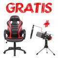Fotel dla dzieci Red Fighter C6, czarno-czerwony, + mikrofon Marvo MIC-02, PROMO
