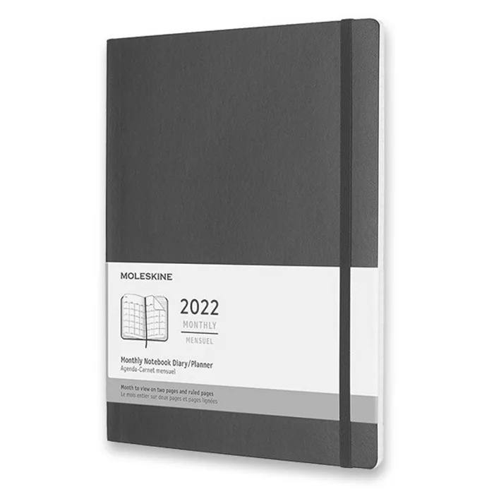 Główne zdjęcie produktu Diář Moleskine 2022 - měkké desky XL, měsíční, černý