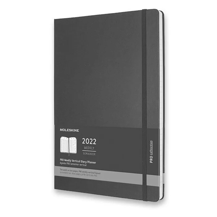 Główne zdjęcie produktu Diář Moleskine 2022 - PRO, tvrdé desky A4, týdenní, vertikální, černý