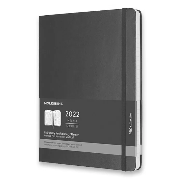 Główne zdjęcie produktu Diář Moleskine 2022 - PRO, tvrdé desky XL, týdenní, vertikální, černý