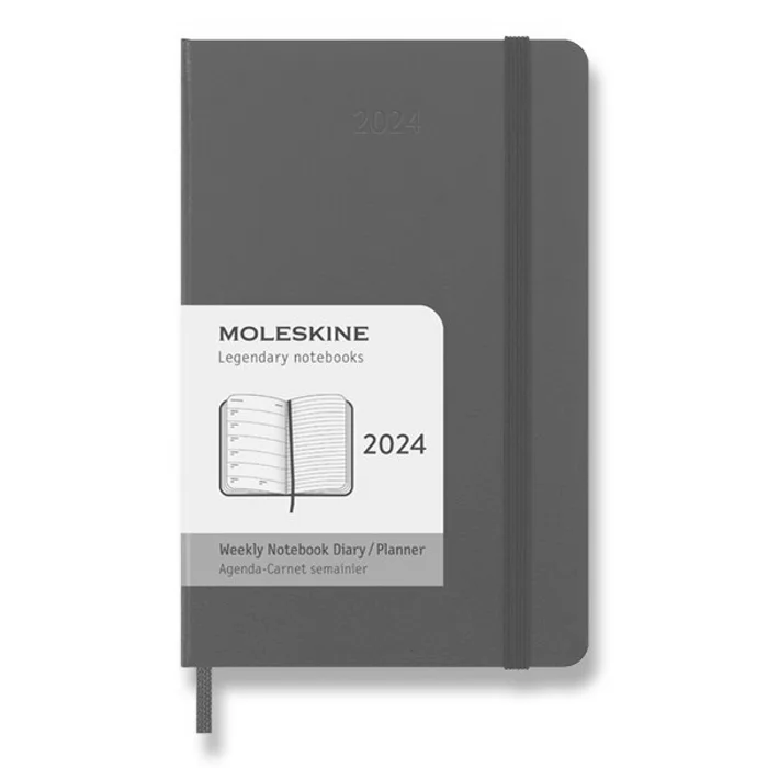 Główne zdjęcie produktu Diář Moleskine 2024 - tvrdé desky S, týdenní, výběr barev vínový