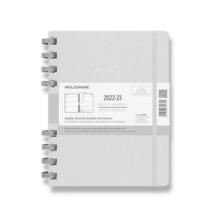 Główne zdjęcie produktu Diář Moleskine Spiral Academic 2022-23, tvrdé desky XL, měsíční/týdenní, světle růžový