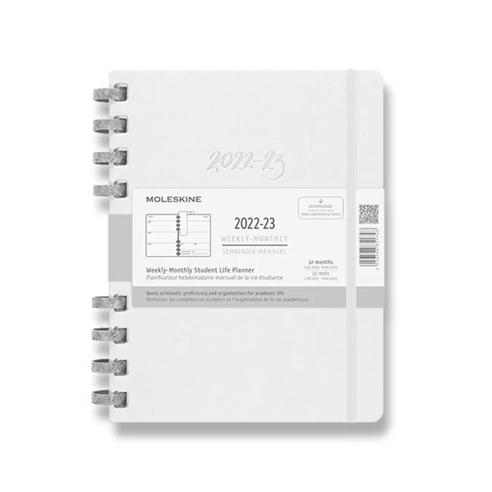 Główne zdjęcie produktu Diář Moleskine Spiral Academic 2022-23, tvrdé desky XL, měsíční/týdenní, světle šedý