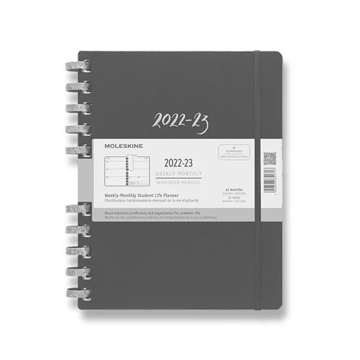 Główne zdjęcie produktu Diář Moleskine Spiral Academic 2022-23, tvrdé desky XXL, měsíční/týdenní, černý