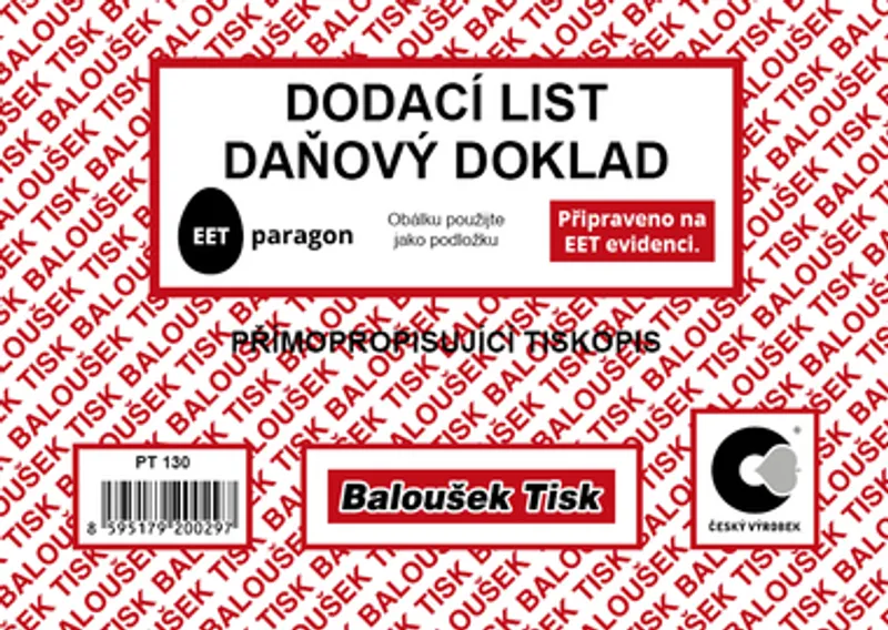 Główne zdjęcie produktu Dodací list - daňový doklad A6 PT130