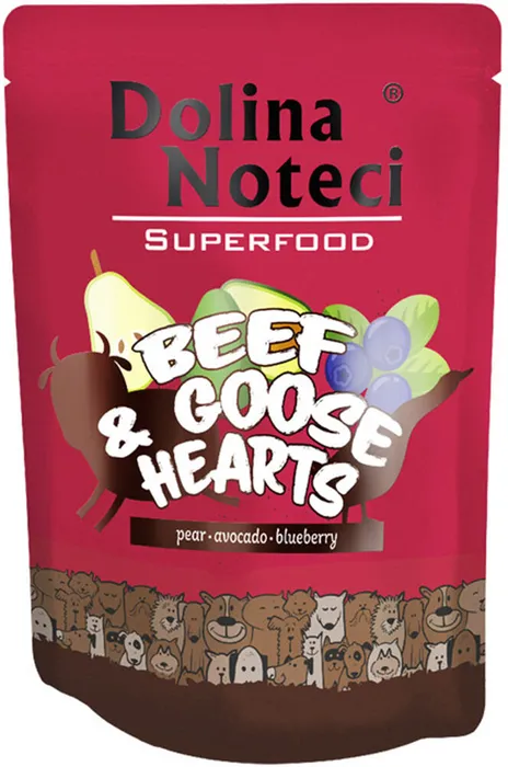 Główne zdjęcie produktu DOLINA NOTECI SUPERFOODS hovězí a husí srdíčka kapsička pro psy 300 g