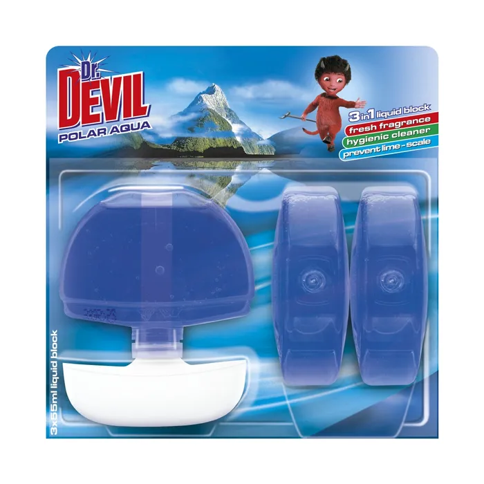 Główne zdjęcie produktu Dr. Devil Polar Aqua 3v1 Wc blok tekutý 3 x 55 ml