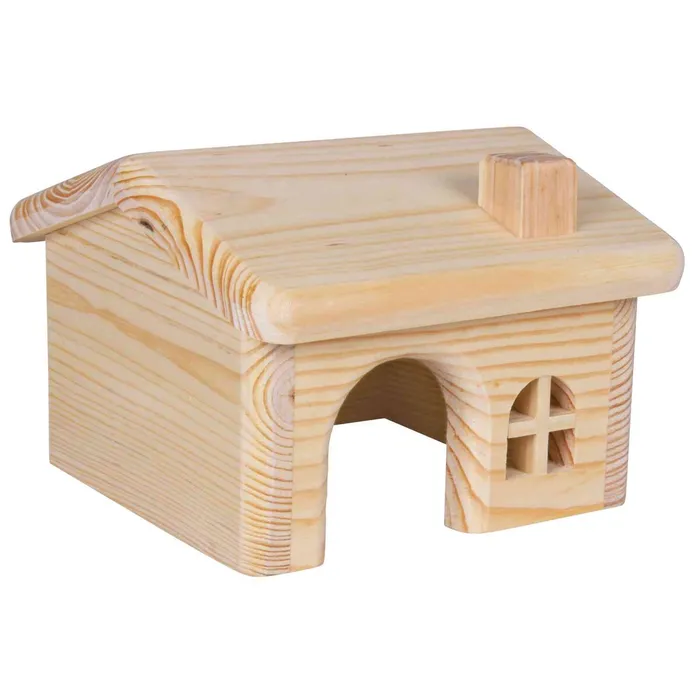 Główne zdjęcie produktu Dř. domek se sedlovou střechou pro myši a křečky 15x11x15cm