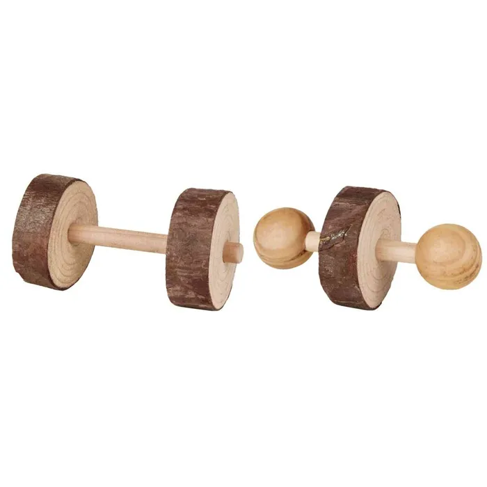 Główne zdjęcie produktu Dřevěné činky pro hlodavce 4,5x9 cm (2 ks)