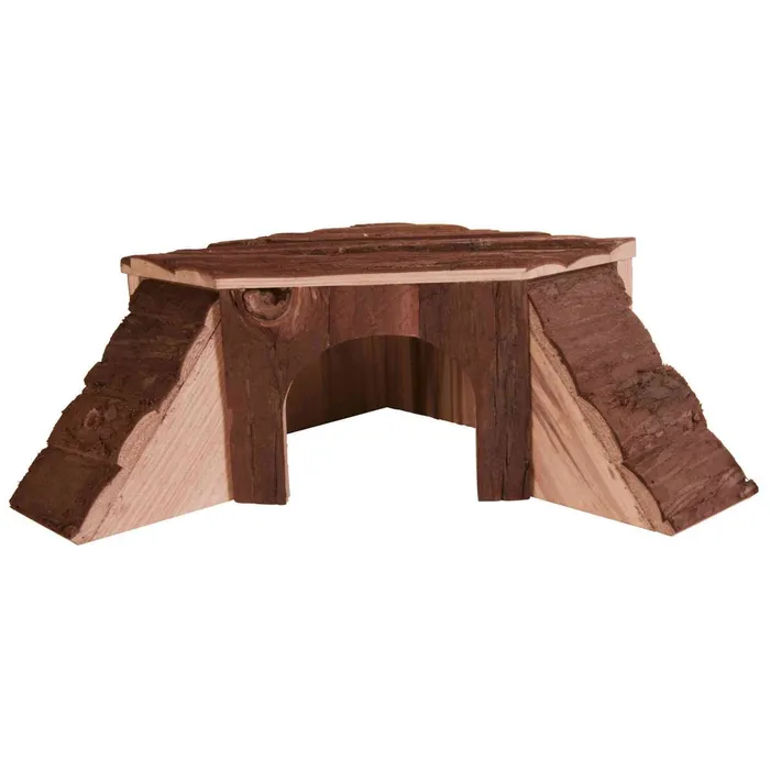Główne zdjęcie produktu Dřevěný domek rohový THORDIS pro činčilu, morče 35 x 15 x 37/37 cm
