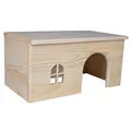 Następne zdjęcie produktu Drewniany domek z płaskim dachem dla królików 40 x 20 x 23 cm