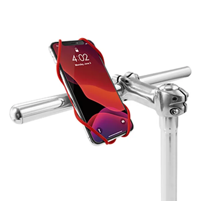 Główne zdjęcie produktu Držák mobilu Bone Bike Tie 3, na kolo, nastavitelná velikost, červený, 5.8-7.2
