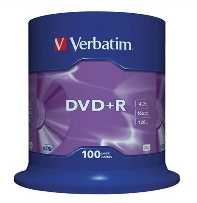 Główne zdjęcie produktu DVD+R 4,7GB, 16x, AZO, Verbatim, 100-cake