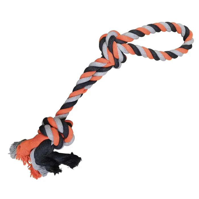 Główne zdjęcie produktu Dvojité lano HipHop bavlněné 2 knoty 60 cm / 450 g šedá, tm.šedá, oranžová