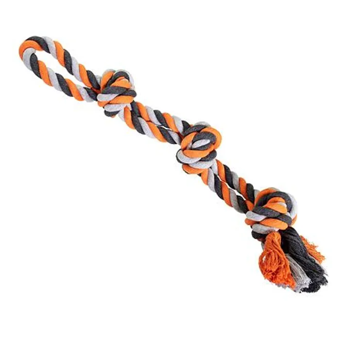 Główne zdjęcie produktu Dvojité lano HipHop bavlněné 3 knoty 60 cm / 450 g šedá, tm.šedá, oranžová