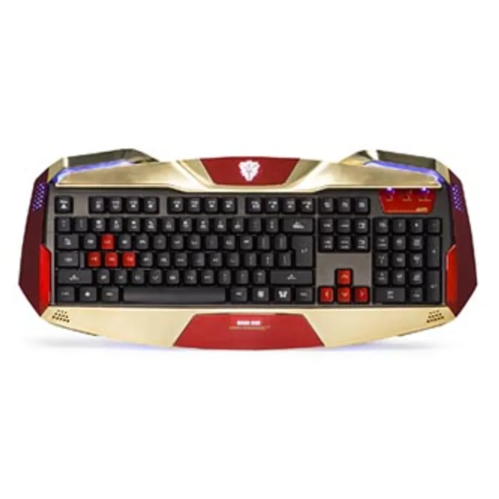 Główne zdjęcie produktu E-BLUE IRON MAN EKM707, Klávesnice US, herní, podsvícené okraje typ drátová (USB), zlatá