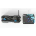 E-blue Polygon, zestaw klawiatura z myszką Cobra II, US, do gry, z podkładką Mazer Marface S rodzaj przewodowa (USB), czarno-niebi