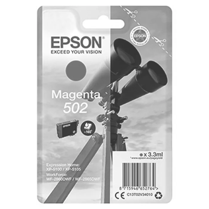 Główne zdjęcie produktu Epson originální ink C13T02V34020, 502, T02V340, magenta, 165str., 3.3ml, Epson XP-5100,