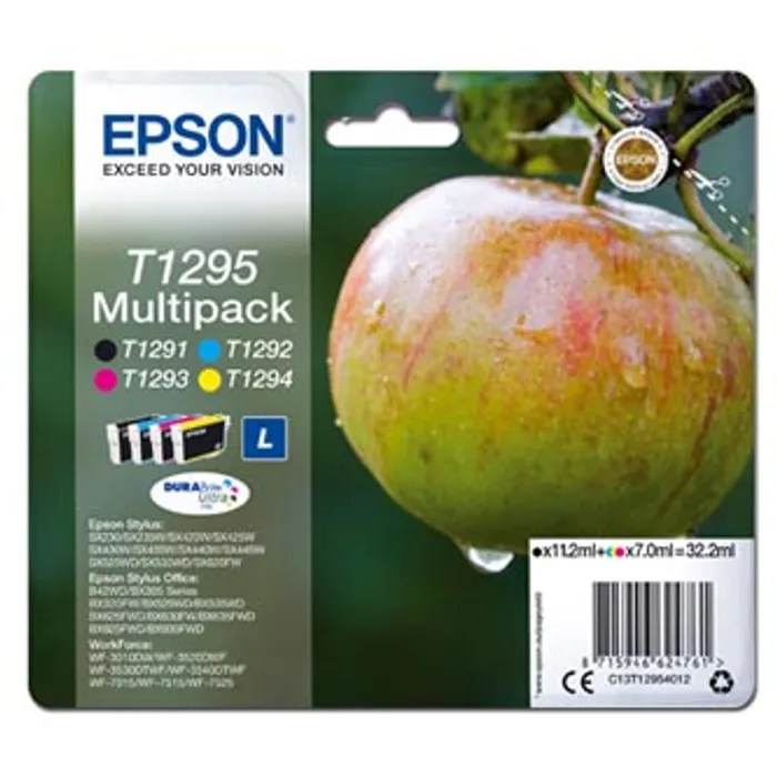 Główne zdjęcie produktu Epson originální ink C13T12954012, T1295, CMYK, 32,2ml, Epson Stylus SX420W, 425W, Stylus