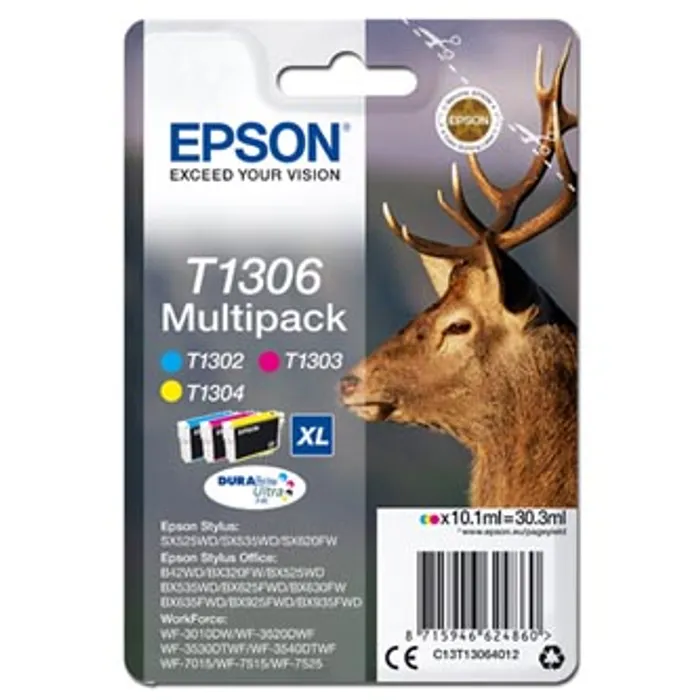 Główne zdjęcie produktu Epson originální ink C13T13064012, T1306, cyan/magenta/yellow, 30,3ml, Epson Stylus Offic