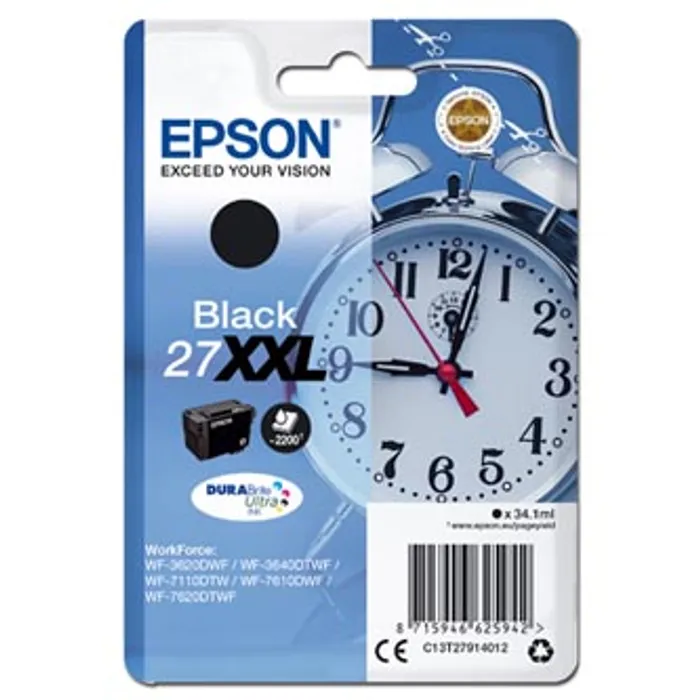Główne zdjęcie produktu Epson originální ink C13T27914012, 27XXL, black, 34,1ml, Epson WF-3620, 3640, 7110, 7610,
