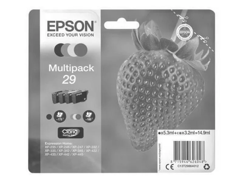 Główne zdjęcie produktu Epson originální ink C13T29864012, T29, CMYK, 5,3/3x3,2ml, Epson Expression Home XP-235,X