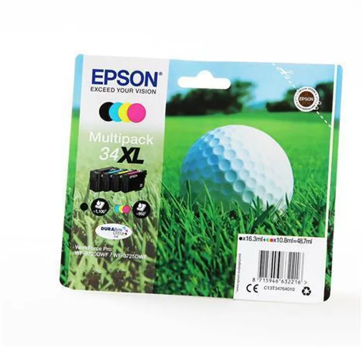 Główne zdjęcie produktu Epson originální ink C13T34764010, T347640, CMYK, 48.7ml, Epson WF-3720DWF, 3725DWF
