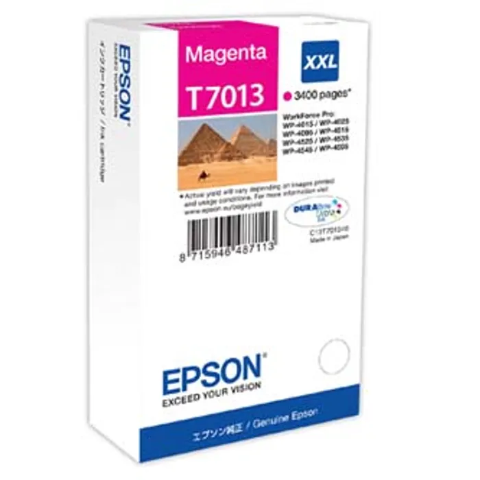 Główne zdjęcie produktu Epson originální ink C13T70134010, XXL, magenta, 3400str., Epson WorkForce Pro WP4000, 45