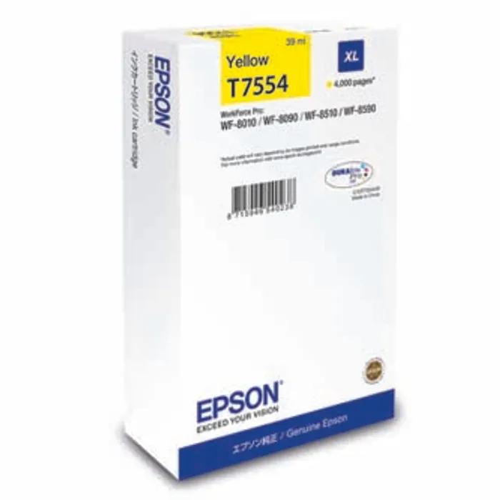 Główne zdjęcie produktu Epson originální ink C13T755440, T7554, XL, yellow, 4000str., 39ml, 1ks, Epson WorkForce