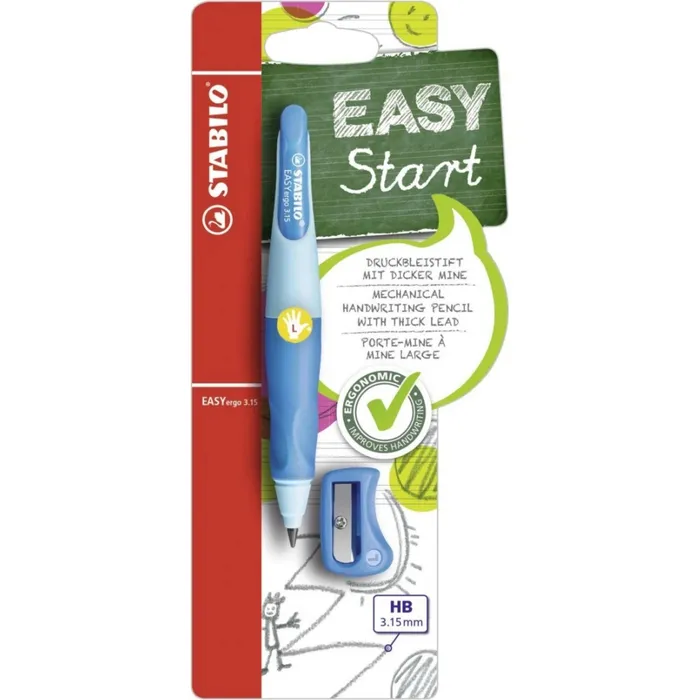 Główne zdjęcie produktu Ergonomická mechanická tužka pro leváky - STABILO EASYergo 3.15 modrá/modrá HB+ořezávátko