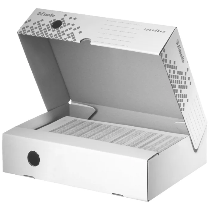 Główne zdjęcie produktu Esselte Speedbox rychle-složitelná horizontální archivační krabice 80 mm, bílá-červená