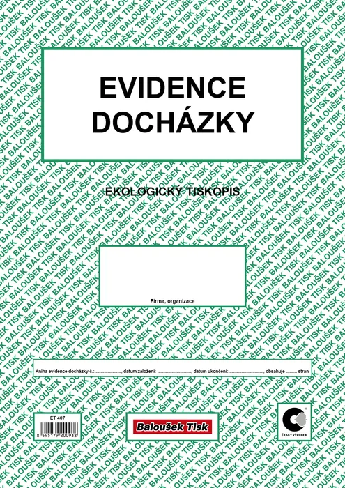 Główne zdjęcie produktu Evidence docházky A4 ET407