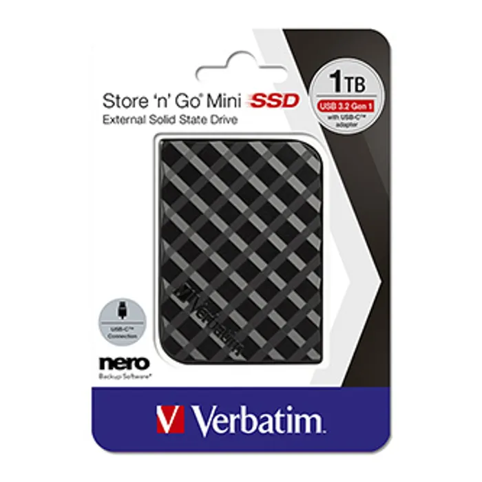 Główne zdjęcie produktu Externí disk SSD Verbatim USB 3.2 Gen 1, 1TB, Store N Go Mini, 53237 černá, USB-A/Micro-B