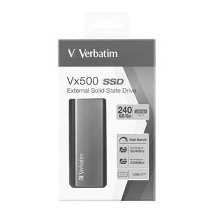 Główne zdjęcie produktu Externí disk SSD Vx500 Verbatim USB 3.0 (3.2 Gen 1), 240GB, 47442 stříbrný