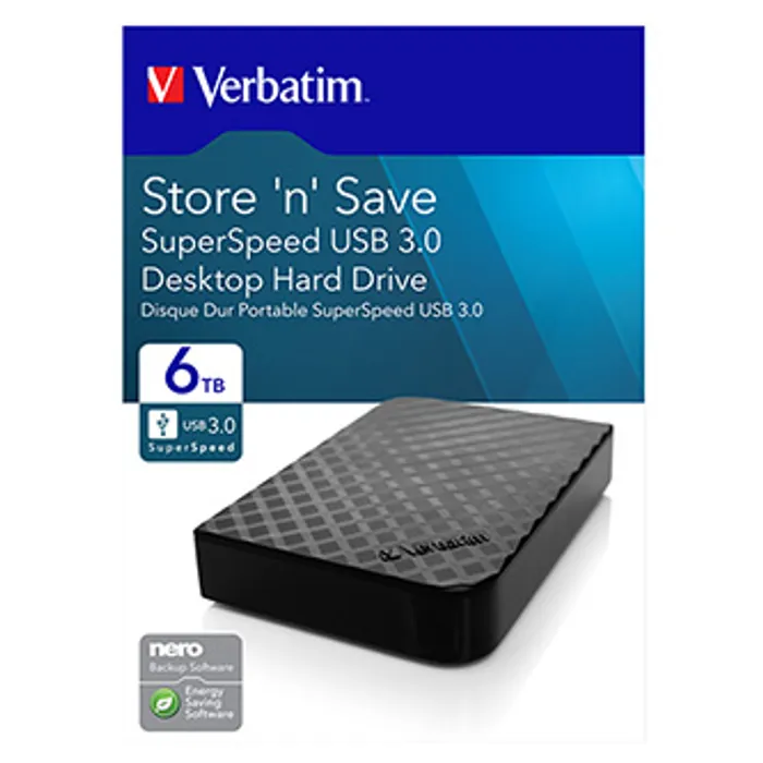 Główne zdjęcie produktu Externí pevný disk, Verbatim, 3.5", Store,N,Save, USB 3.0, 47686, blistr, černá