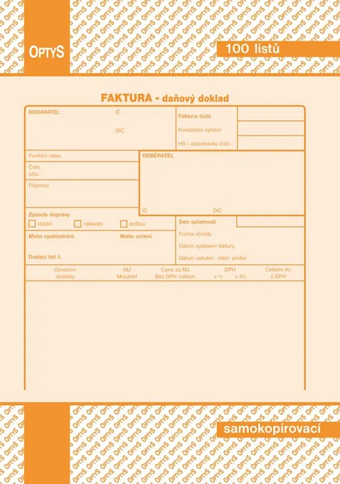 Główne zdjęcie produktu Faktura A5, samopropisovací, 100 listů 1072
