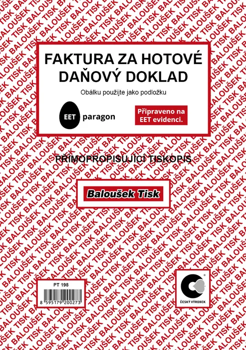 Główne zdjęcie produktu Faktura za hotové-daňový doklad A5 PT198