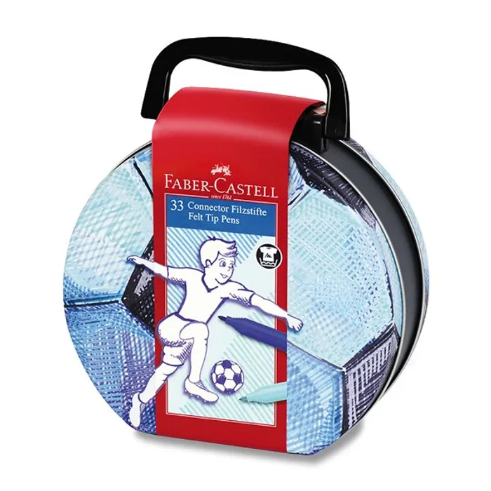 Główne zdjęcie produktu Fixy Faber-Castell 155538 Connector, kufřík Fotbal 33 ks
