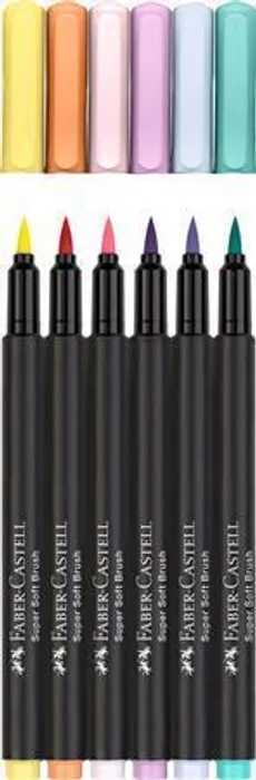 Główne zdjęcie produktu Fixy Faber-Castell Black Edition Brush 6 barev, pastel
