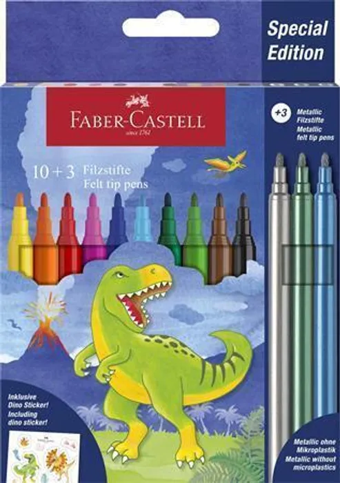Główne zdjęcie produktu Fixy Faber-Castell Dinosaurus 13 barev