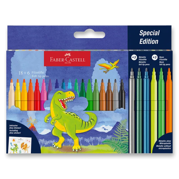 Główne zdjęcie produktu Fixy Faber-Castell Dinosaurus 24 barev