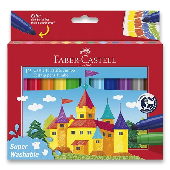 Główne zdjęcie produktu Fixy Faber-Castell Jumbo 12 barev