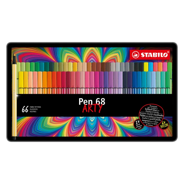 Główne zdjęcie produktu Fixy STABILO Pen 68 ARTY 66 ks v plechovém pouzdru