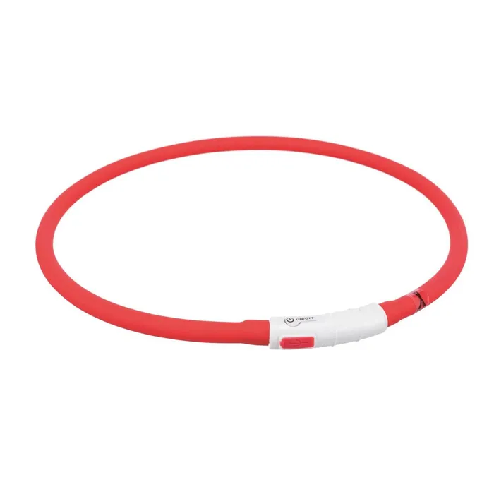 Główne zdjęcie produktu Flash USB svítící obojek XS-XL 70 cm / 10 mm, - červená