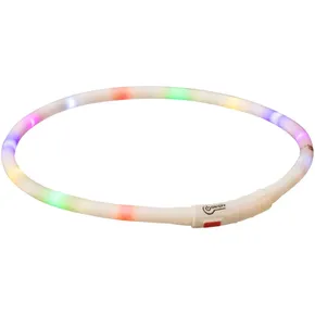 Flash USB świecąca obroża silikonowa, XS-XL: 70 cm / 10 mm, wielokolorowa