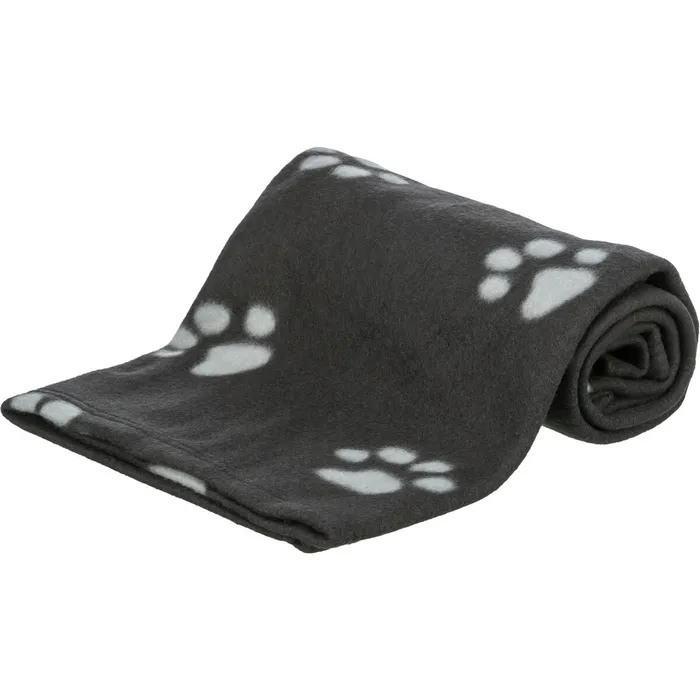 Główne zdjęcie produktu Flísová deka BEANY 100x70cm - černá s béžovými tlapkami