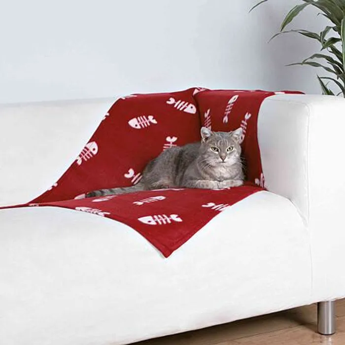 Główne zdjęcie produktu Flísová deka BEANY 100x70cm - vínová s rybí kostrou