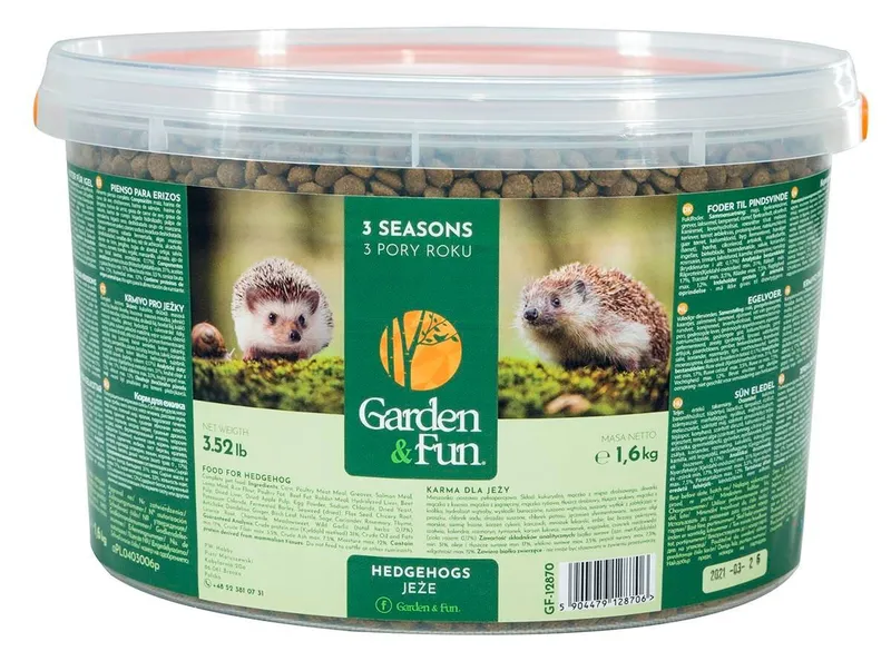 Główne zdjęcie produktu GARDEN FUN krmivo pro volně žijící ježky kyblík 1,6 kg
