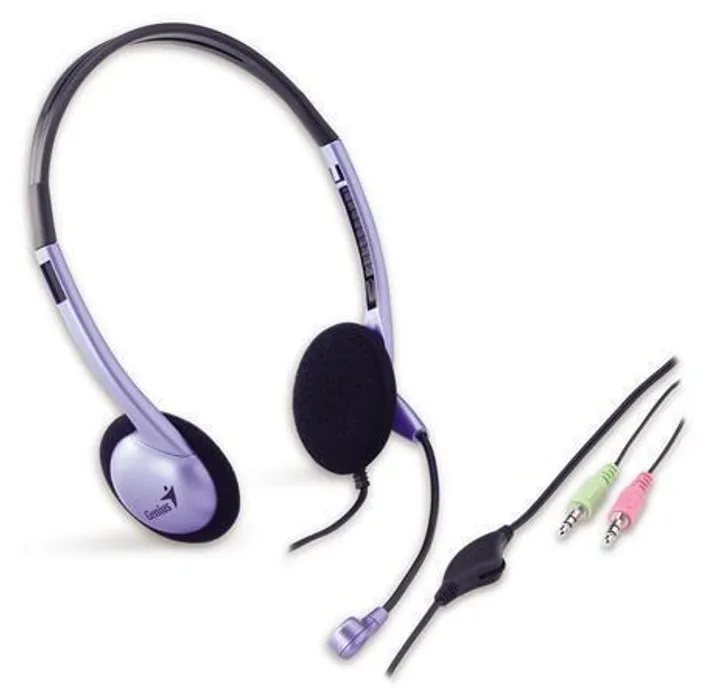Główne zdjęcie produktu Genius HS-02B, sluchátka s mikrofonem, ovládání hlasitosti, černo-stříbrná, 2x 3.5 mm jac