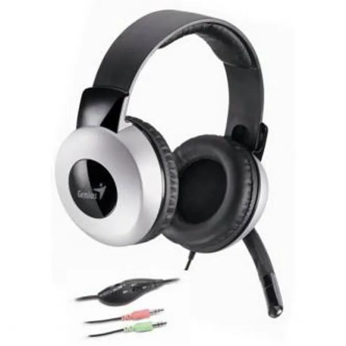 Główne zdjęcie produktu Genius HS-05A, sluchátka s mikrofonem, ovládání hlasitosti, černo-stříbrná, 2x 3.5 mm jac